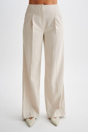 Meshiki Adrina Straight Leg Linen Blancas | VSEB1843