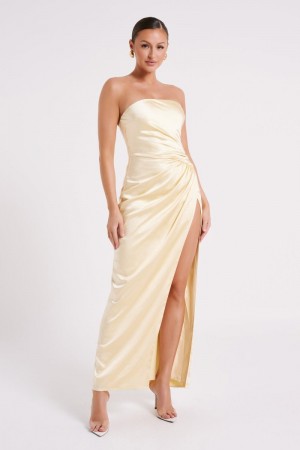 Meshiki Aminah Draped Strapless Amarillo Claro | KFSO7368