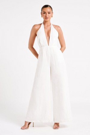 Meshiki Blanca Linen Halter Blancas | OJYZ9980