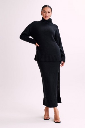 Meshiki Brittany Knit Midi Negras | QXFP3380