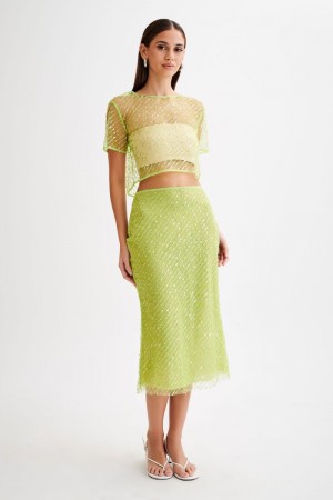 Meshiki Brynne Sequin Midi Verde | OFIK4798