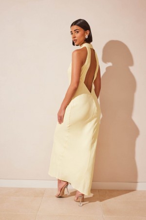 Meshiki Claire Matte Satin Drape Back Amarillo Claro | FCKY9854