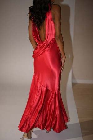 Meshiki Ellison Satin Cowl Gown Rojas | FWCW3396