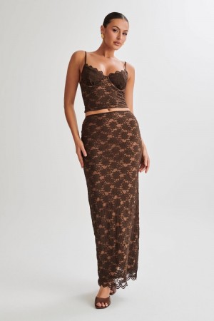 Meshiki Elska Lace Maxi Chocolate | JUJU7434