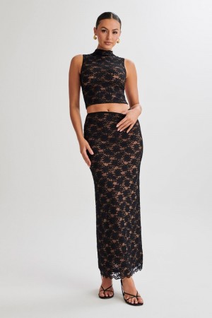 Meshiki Elska Lace Maxi Negras | MOFD3031