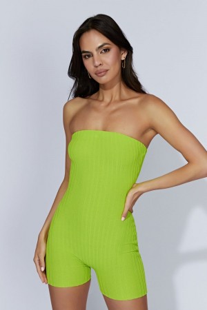 Meshiki Ginny Strapless Knitted Verde | QKTZ4431