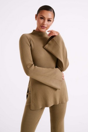 Meshiki Jovie Oversized Knit Verde Oliva | XVNH3578