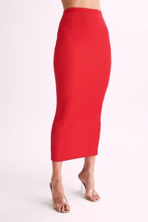 Meshiki Kaesha Split Maxi Knitted Rojas | YGNT1448