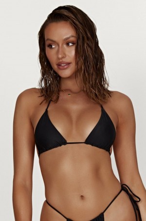 Meshiki Kalli Recycled Nylon Triangle Tie Up Bikini Top Negras | DNLE4301