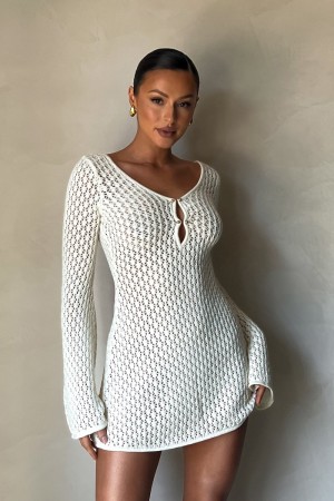 Meshiki Kayleigh Crochet Knit Blancas | OASW4807