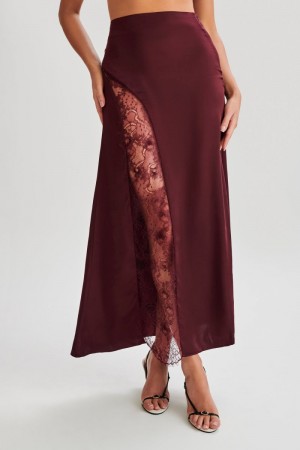 Meshiki Luella Satin Lace Maxi Moradas | ZXTG8682