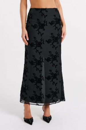 Meshiki Mona Burnout Velvet Maxi Negras | OCHB6776