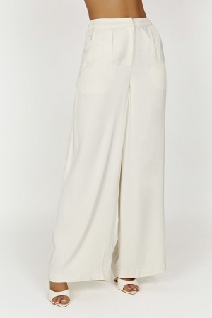 Meshiki Nour Satin Wide Leg Blancas | VYVD0539