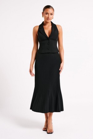 Meshiki Twyla Pleated Suiting Maxi Negras | QSSN5728