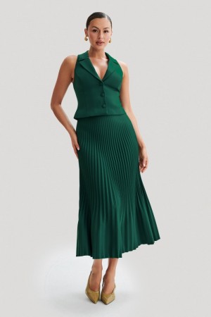 Meshiki Twyla Pleated Suiting Maxi Verde | MTPN8701