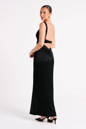 Meshiki Verana Backless Satin Negras | LFOR8139