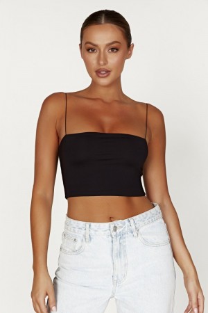 Meshiki Yvonne Cami Crop Negras | XRRN4870