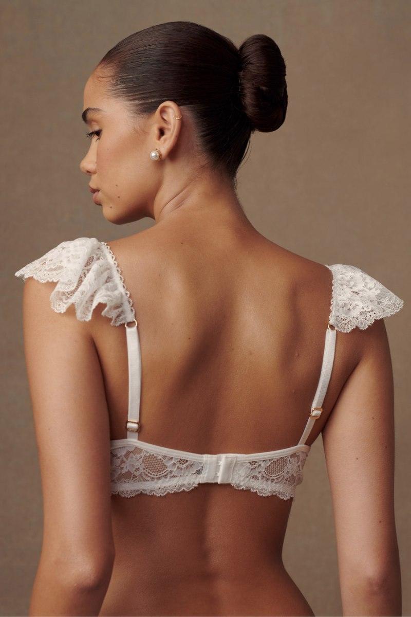 Bralettes Meshiki Anniston Lace Frill Triangle Blancas | TZLE0807