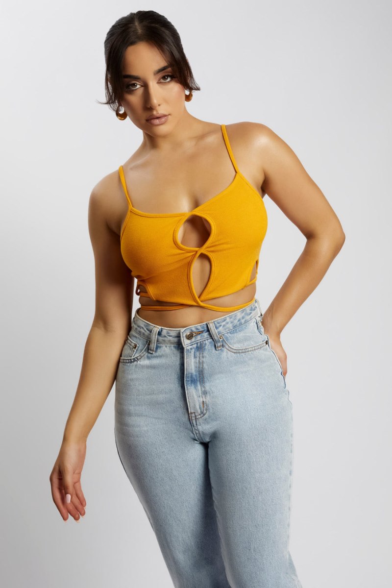 Bralettes Meshiki Ayesha Cut Out Singlet Mango | UQYO7299