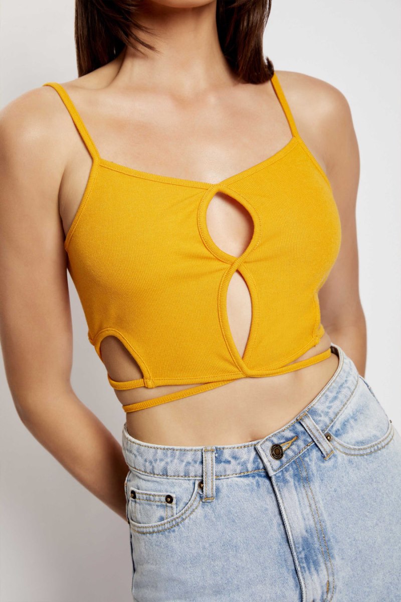 Bralettes Meshiki Ayesha Cut Out Singlet Mango | UQYO7299