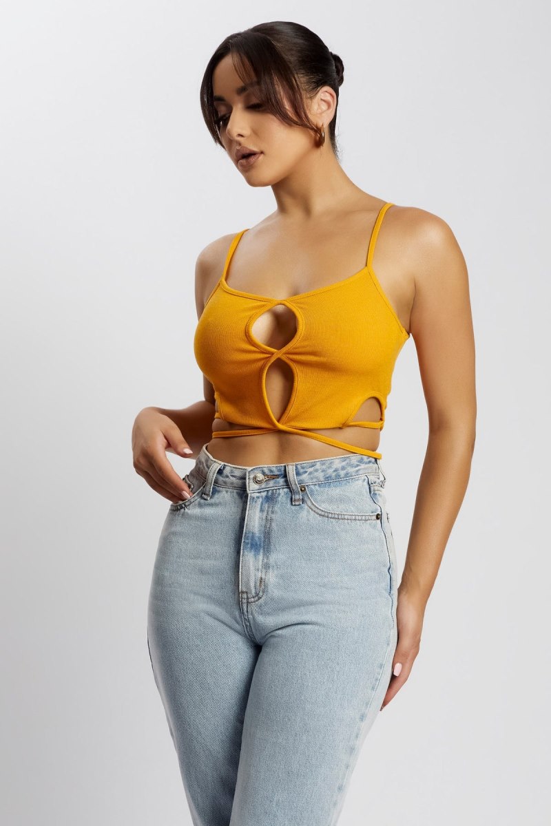 Bralettes Meshiki Ayesha Cut Out Singlet Mango | UQYO7299