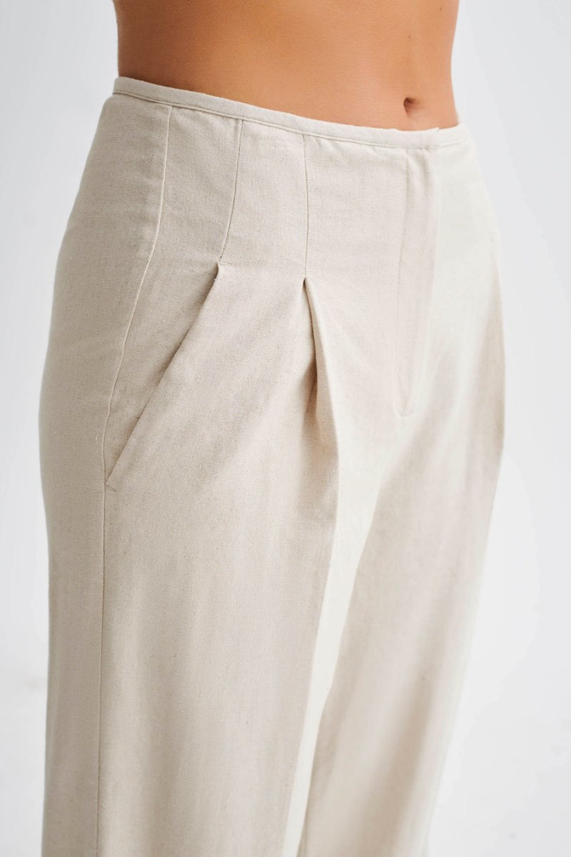 Meshiki Adrina Straight Leg Linen Blancas | VSEB1843