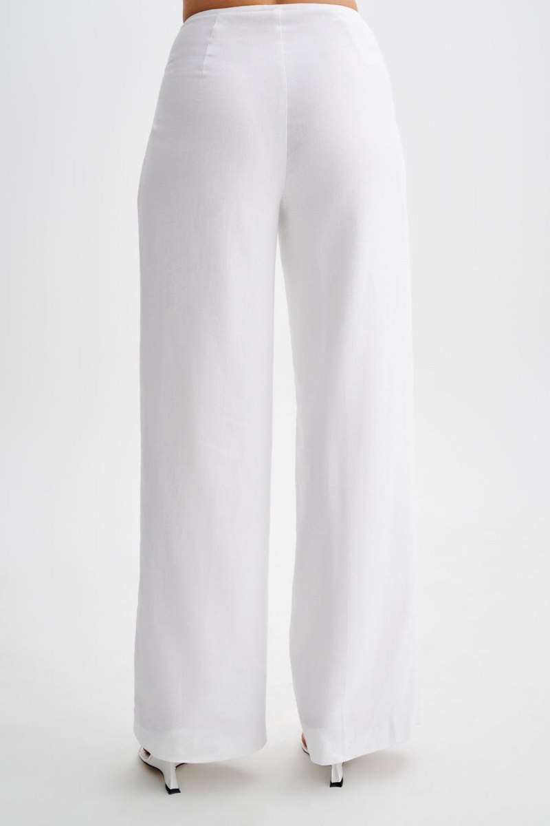 Meshiki Adrina Straight Leg Linen Blancas | NDFA5843