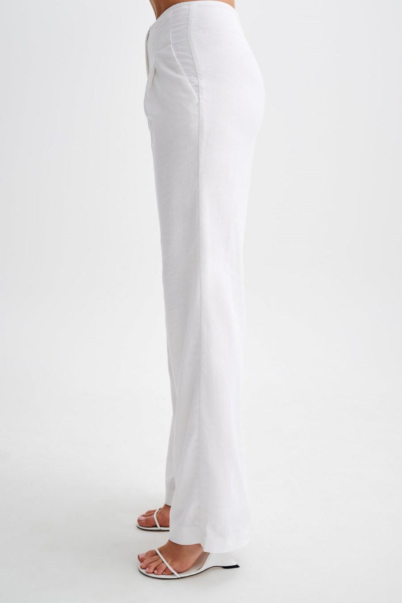 Meshiki Adrina Straight Leg Linen Blancas | NDFA5843