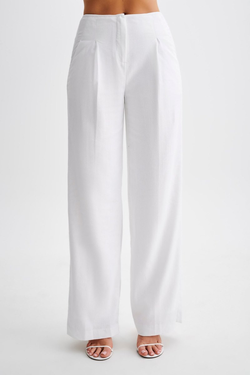 Meshiki Adrina Straight Leg Linen Blancas | NDFA5843