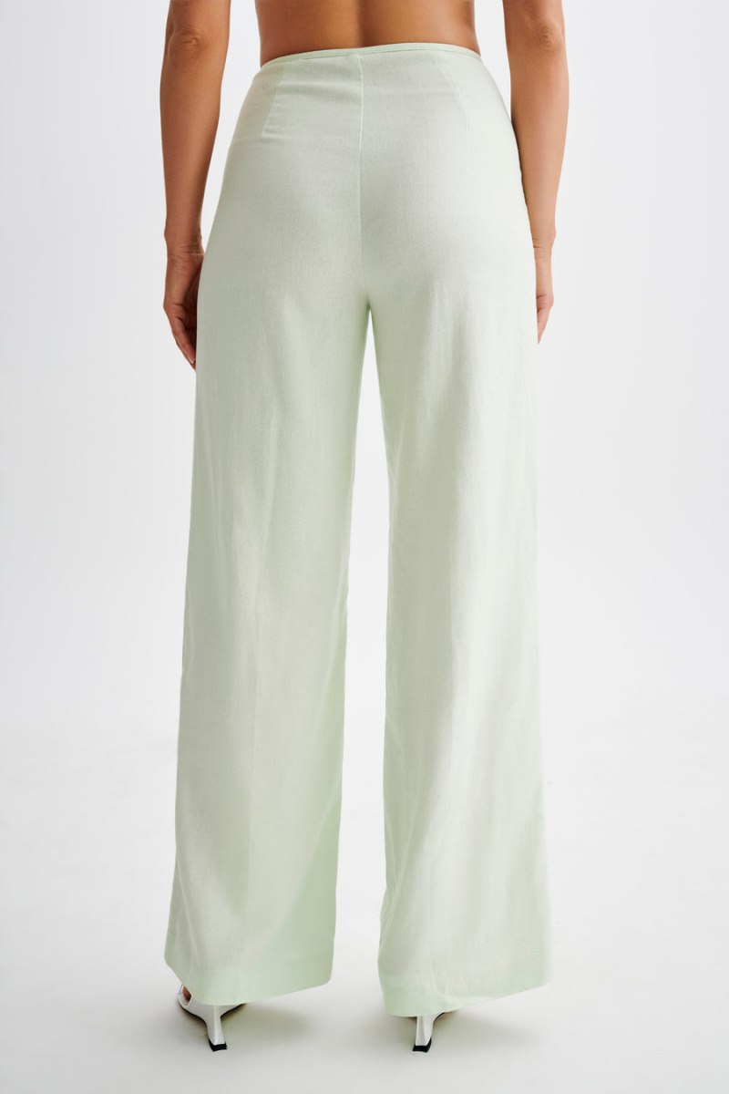 Meshiki Adrina Straight Leg Linen Verde Menta | JQUL0810