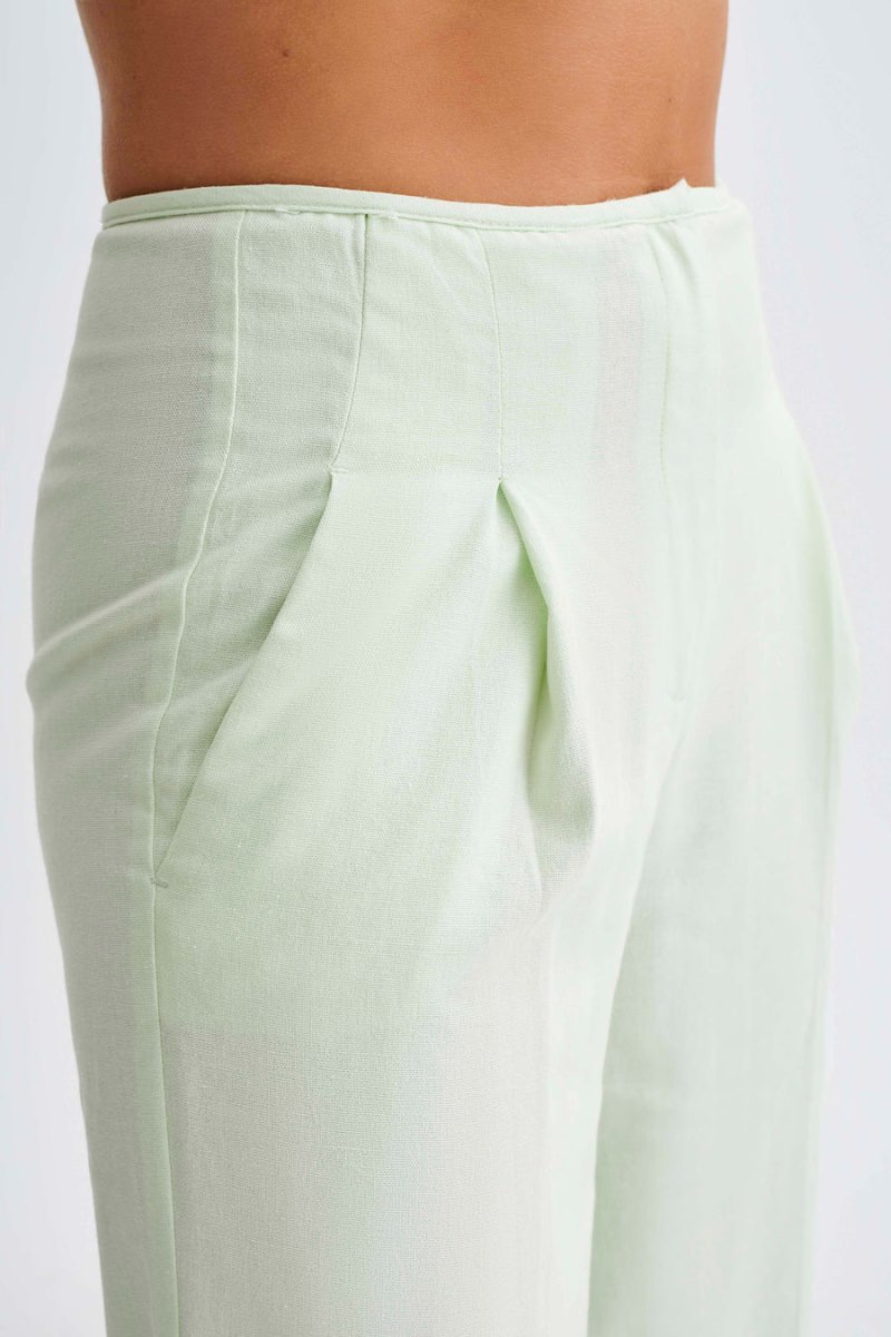 Meshiki Adrina Straight Leg Linen Verde Menta | JQUL0810