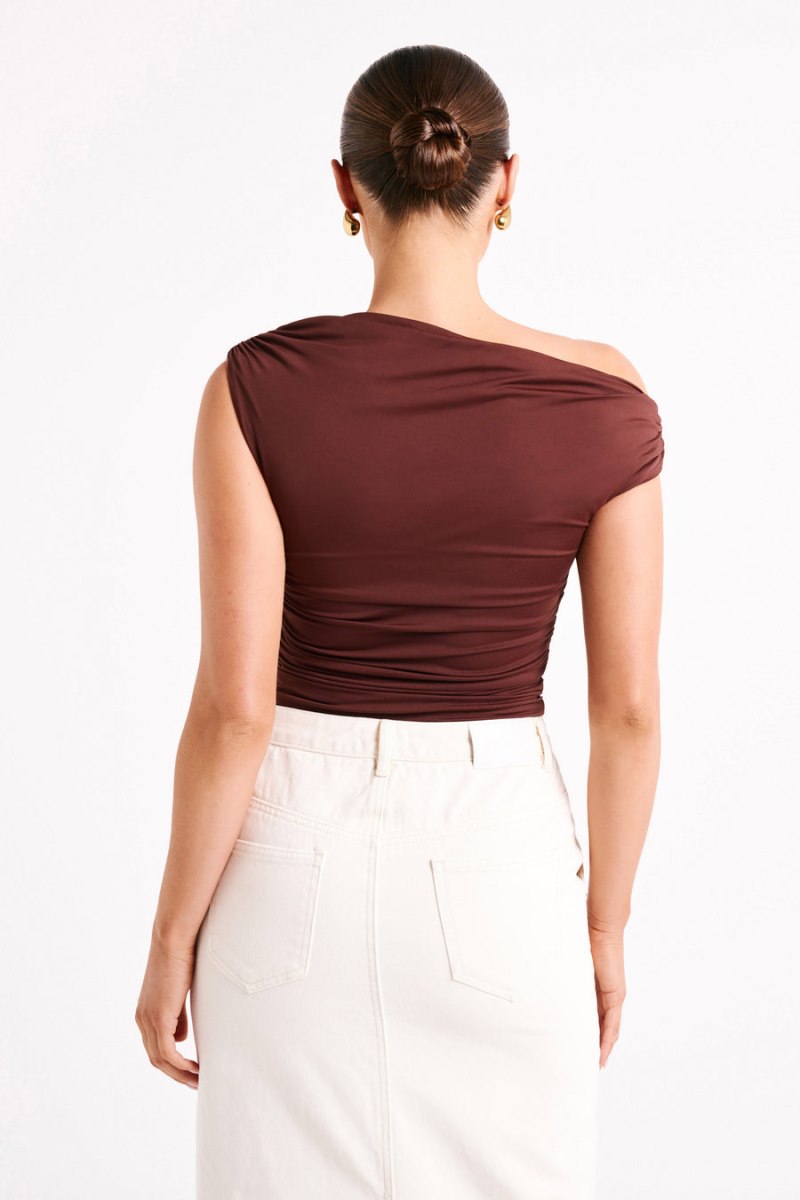 Meshiki Alayna Recycled Nylon Ruched Chocolate | HYRK6022