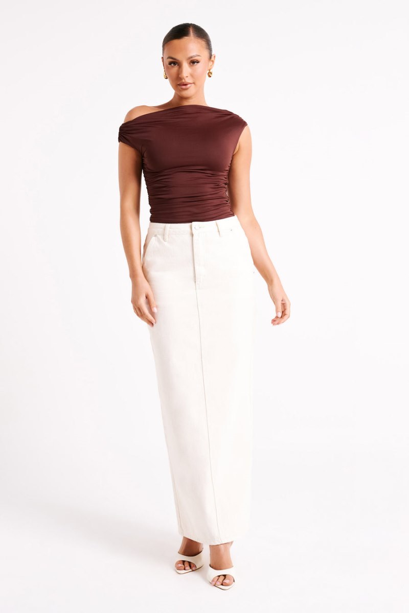 Meshiki Alayna Recycled Nylon Ruched Chocolate | HYRK6022