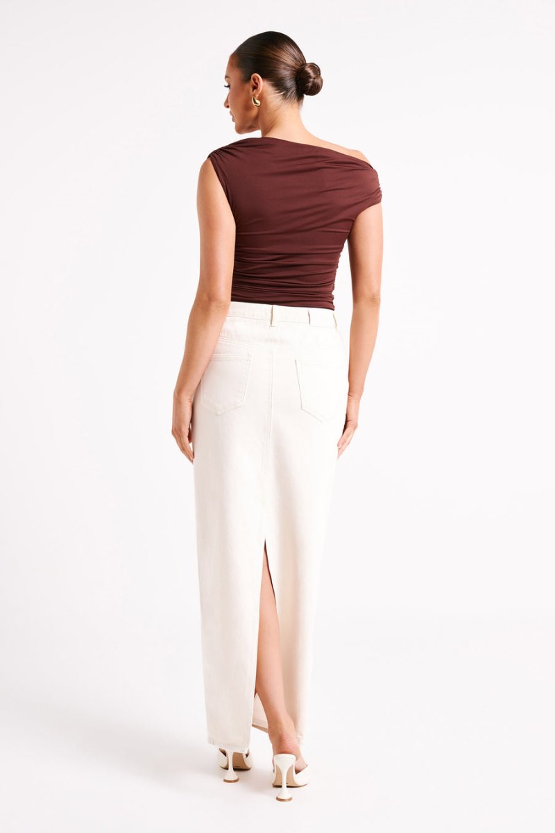 Meshiki Alayna Recycled Nylon Ruched Chocolate | HYRK6022