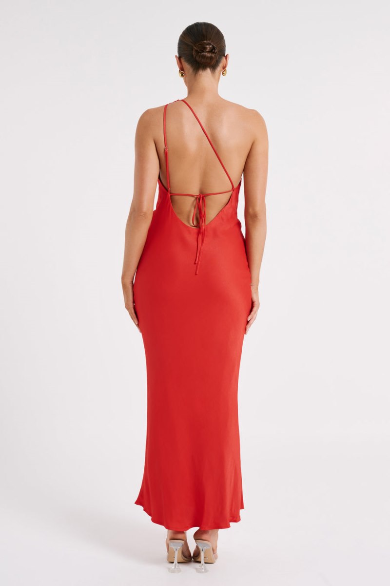 Meshiki Alejandra One Shoulder Satin Rojas | LKOW6993