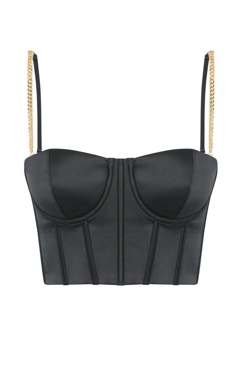 Meshiki Alexina Chain Straped Bustier Negras | JANU4431