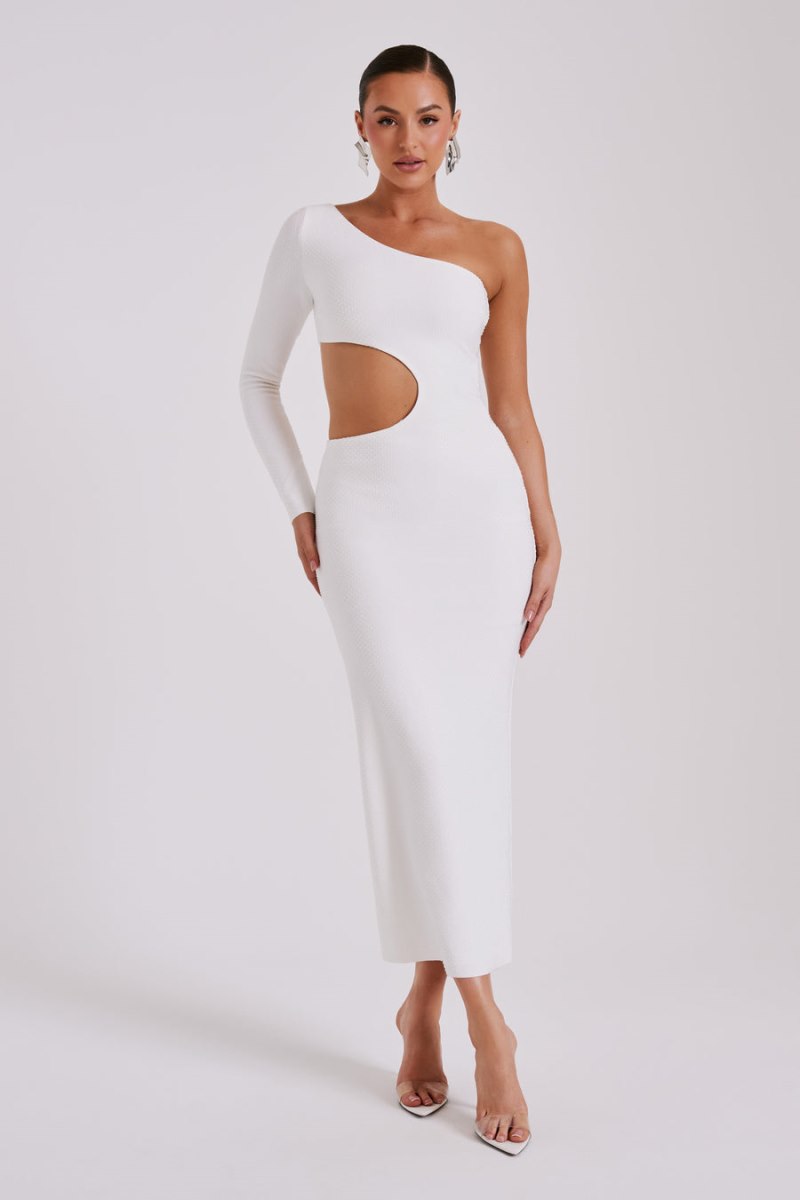 Meshiki Alisson Hot Fix Crepe One Shoulder Blancas | IRXC1515