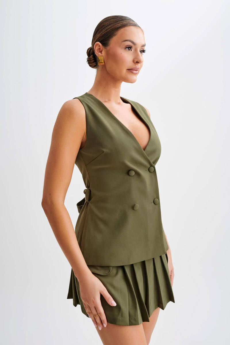 Meshiki Amelie Suiting Longline Wrap Verde Oliva | UDAB1559