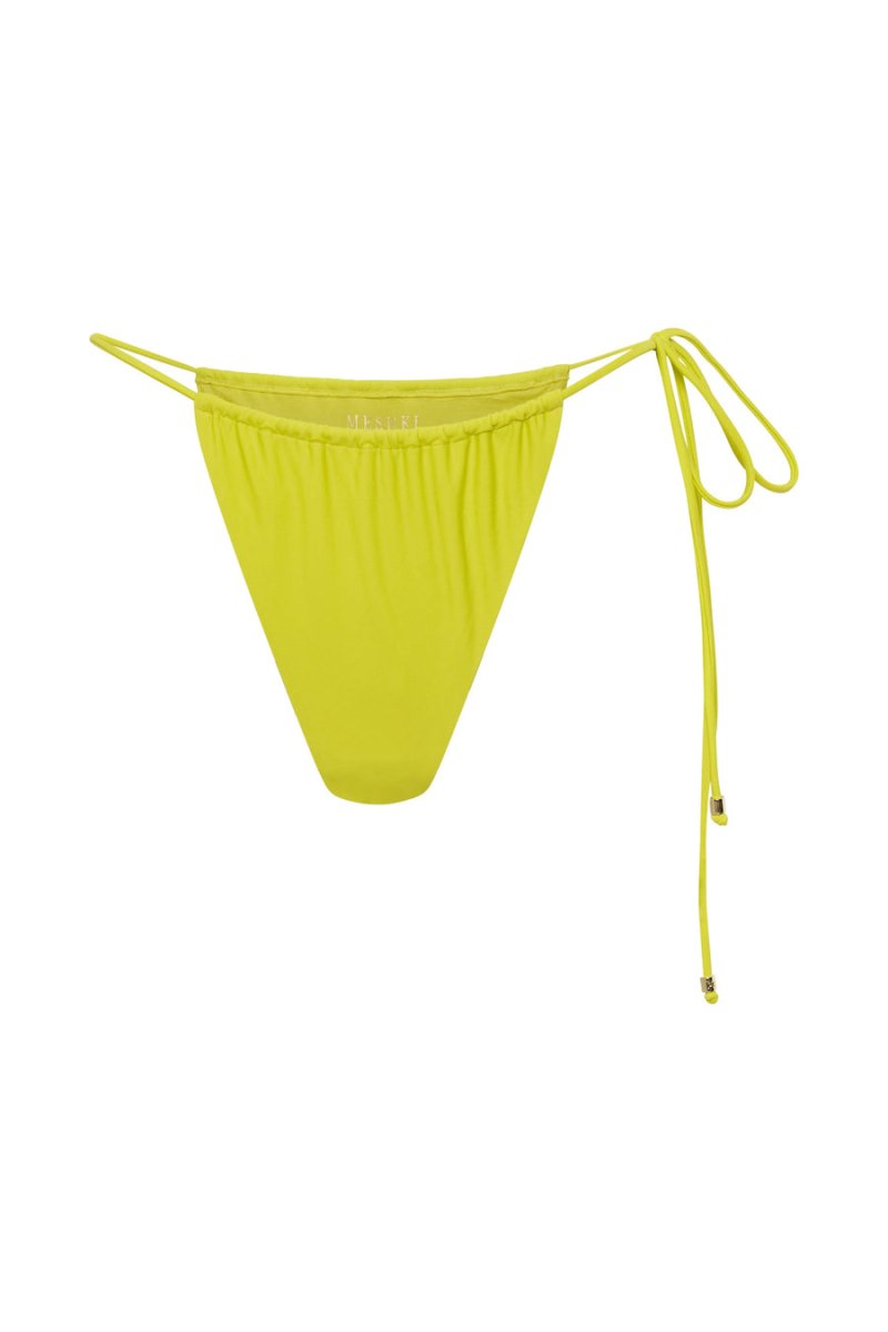 Meshiki Andie Recycled Nylon Ruched String Side Bikini Brief Verde | NAET0116