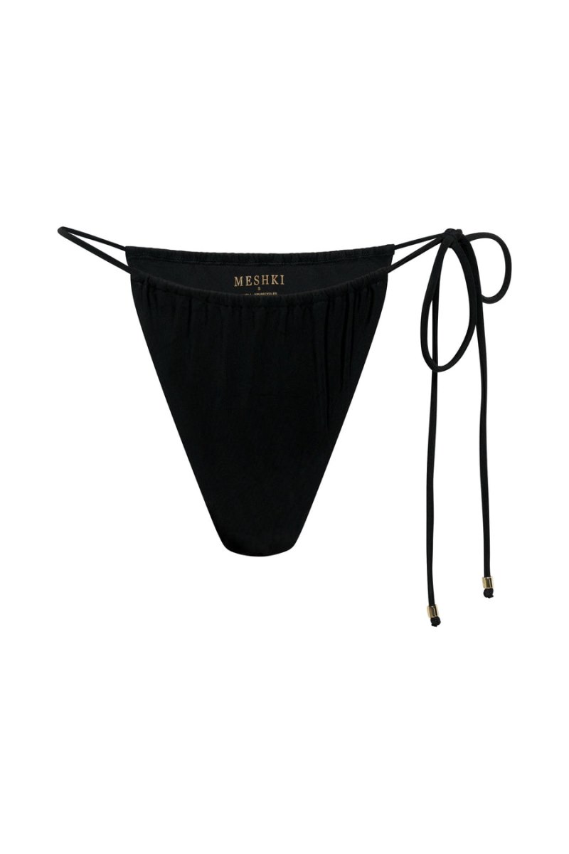 Meshiki Andie Recycled Nylon Ruched String Side Bikini Brief Negras | CFMQ3758