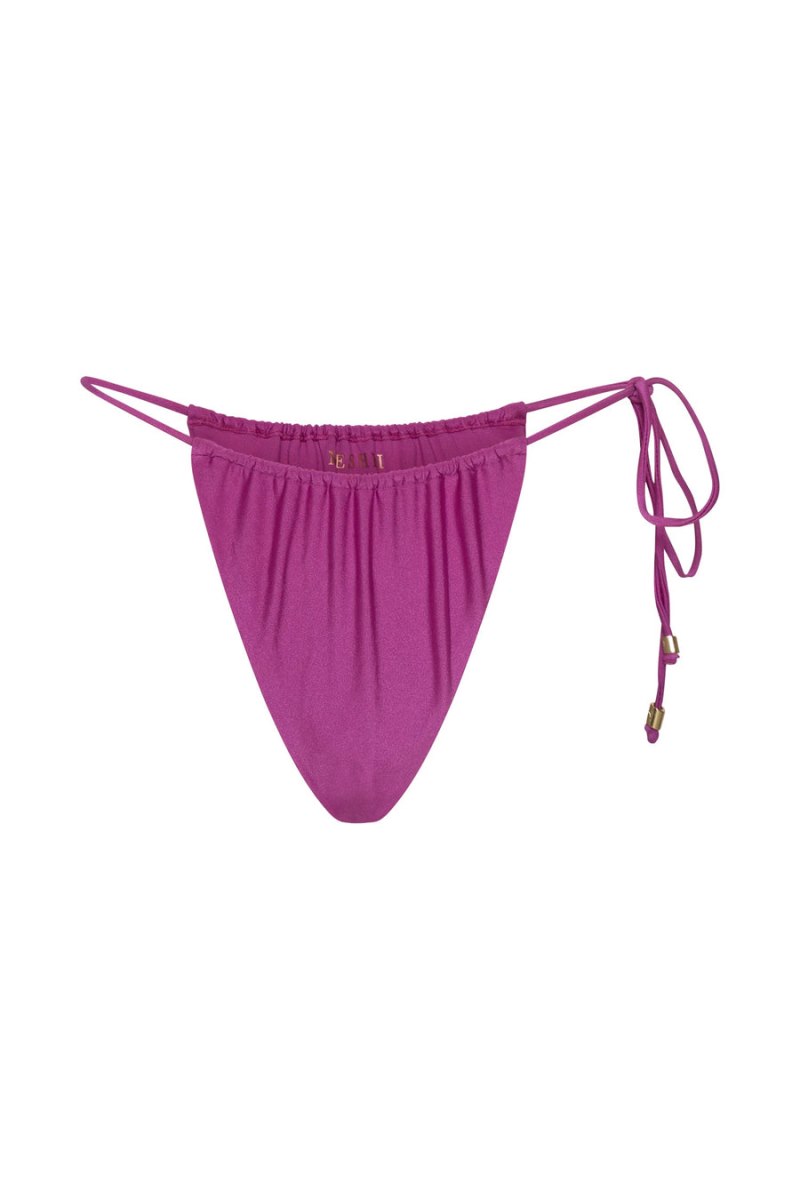 Meshiki Andie Ruched String Side Bikini Brief Moradas | LVIM7806