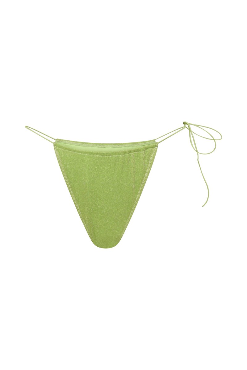 Meshiki Andie Ruched String Side Bikini Brief Lime | QCFG0079