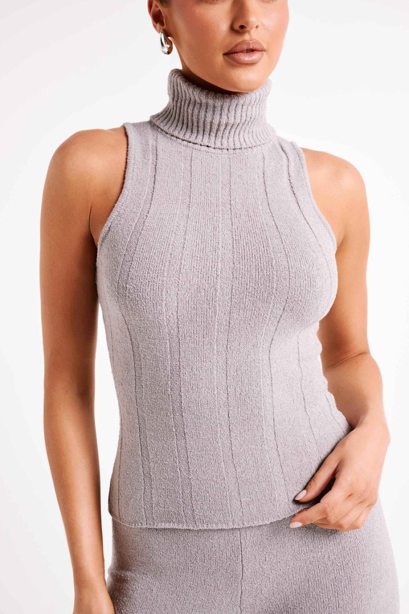 Meshiki Angelina Ribbed Turtleneck Gris | EKAM1356