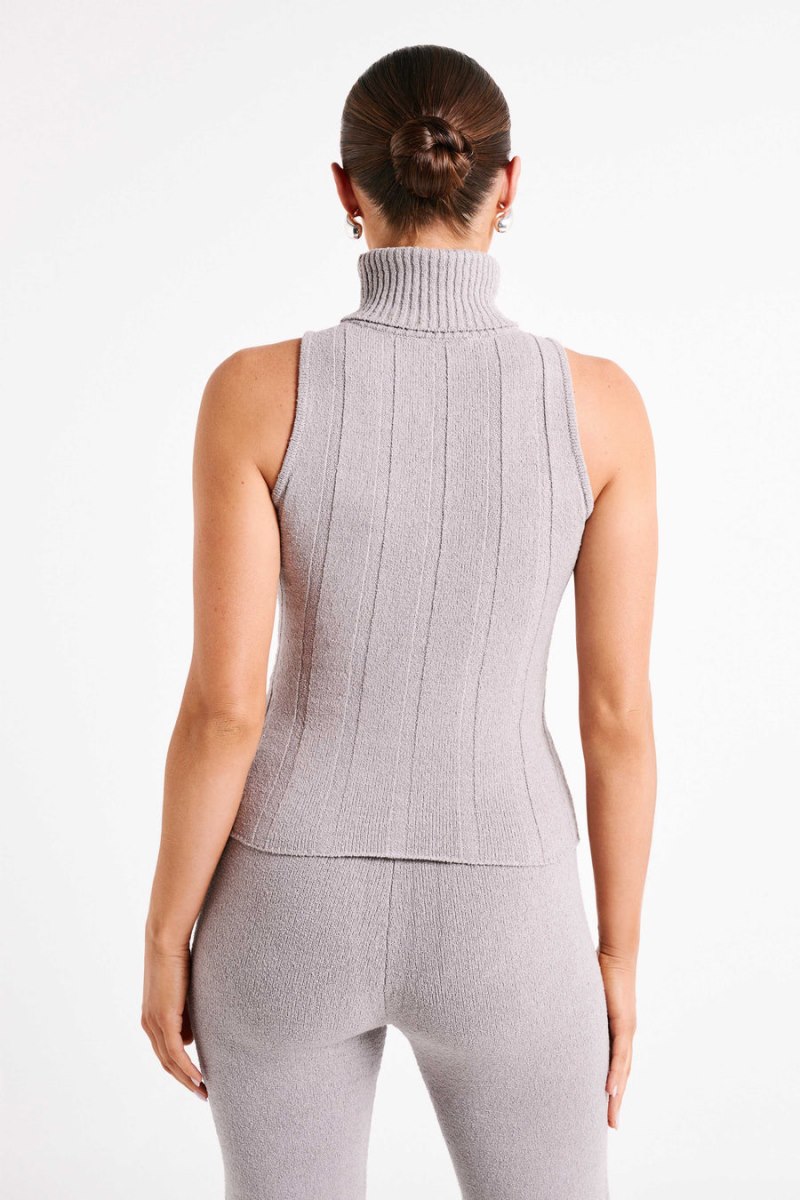 Meshiki Angelina Ribbed Turtleneck Gris | EKAM1356