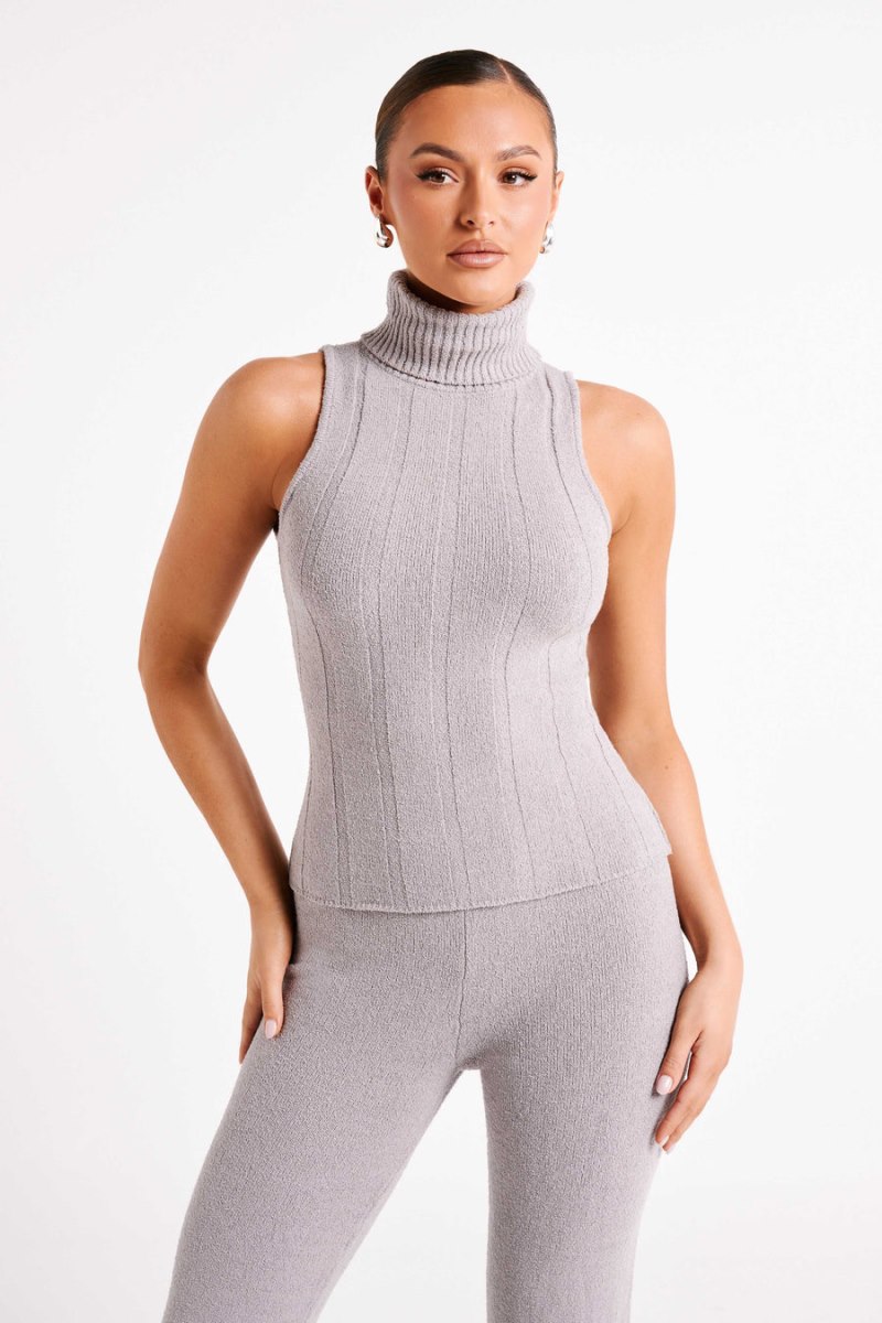 Meshiki Angelina Ribbed Turtleneck Gris | EKAM1356