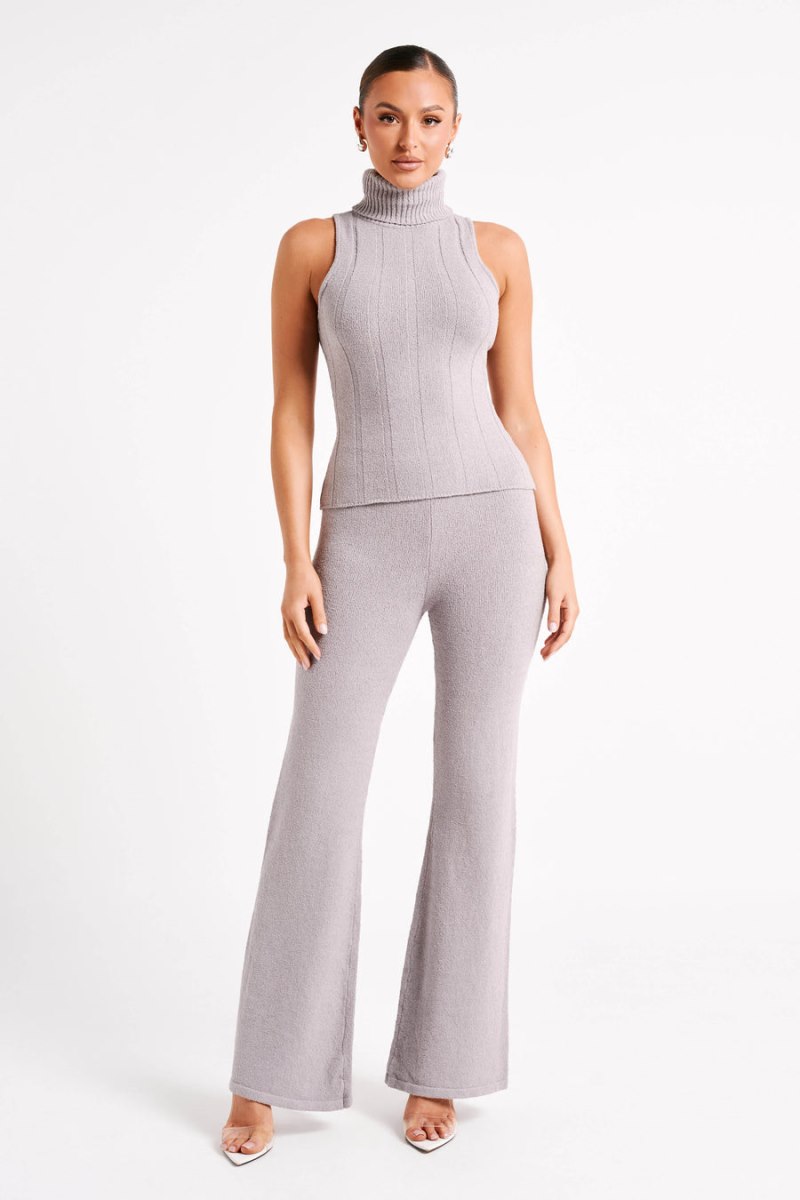 Meshiki Angelina Ribbed Turtleneck Gris | EKAM1356