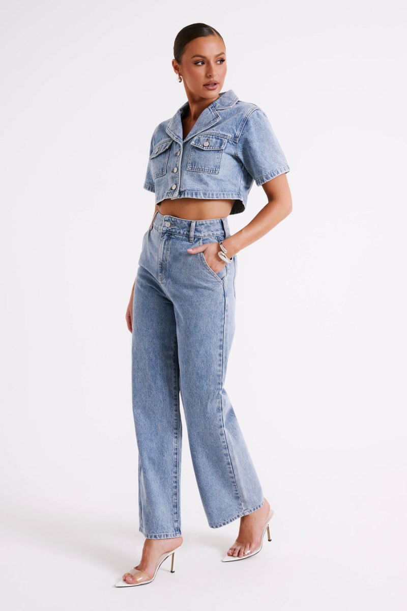 Meshiki Annabelle Denim Crop Azules | LITN8499