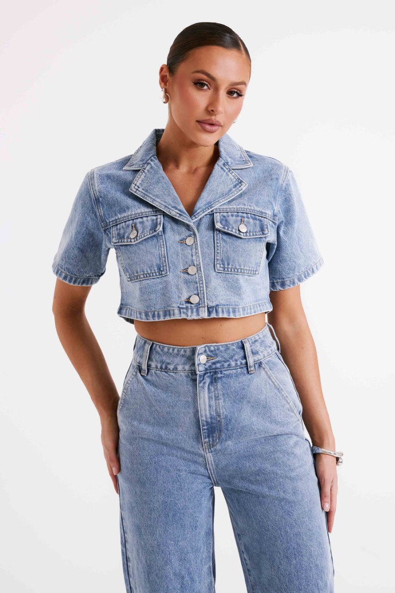 Meshiki Annabelle Denim Crop Azules | LITN8499