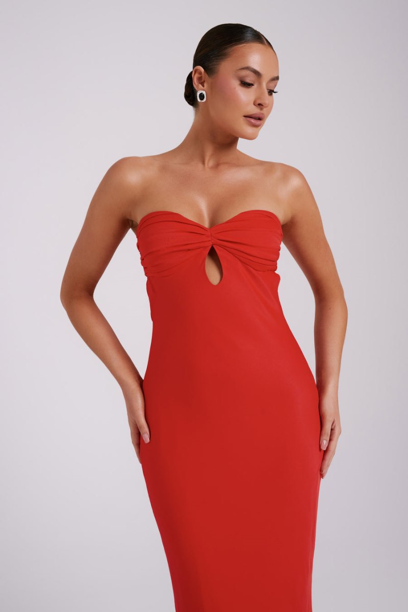 Meshiki Antonella Strapless Keyhole Rojas | QXZO1863