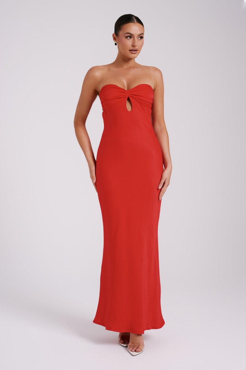 Meshiki Antonella Strapless Keyhole Rojas | QXZO1863